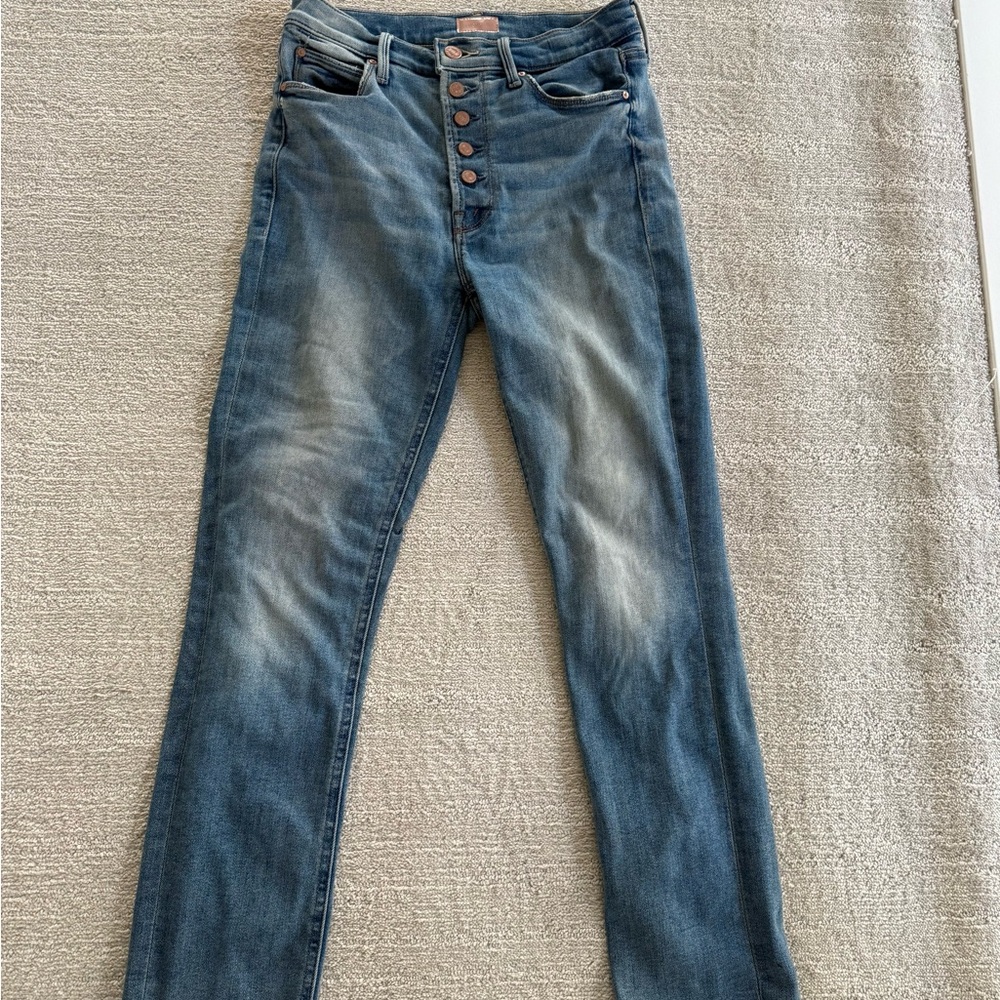 MOTHER Denim Blue Jeans- pixie dazzler ankle fray
